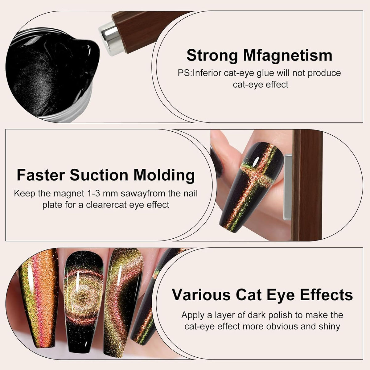 NAILWIND 3 In 1 Nail Magnet For Cat Eye Gel Polish, Multifunctional Cat Eye Gel Nail Polish Magnet,l Nail Magnets for Nail Art Decoration Nails Salon - Image 5