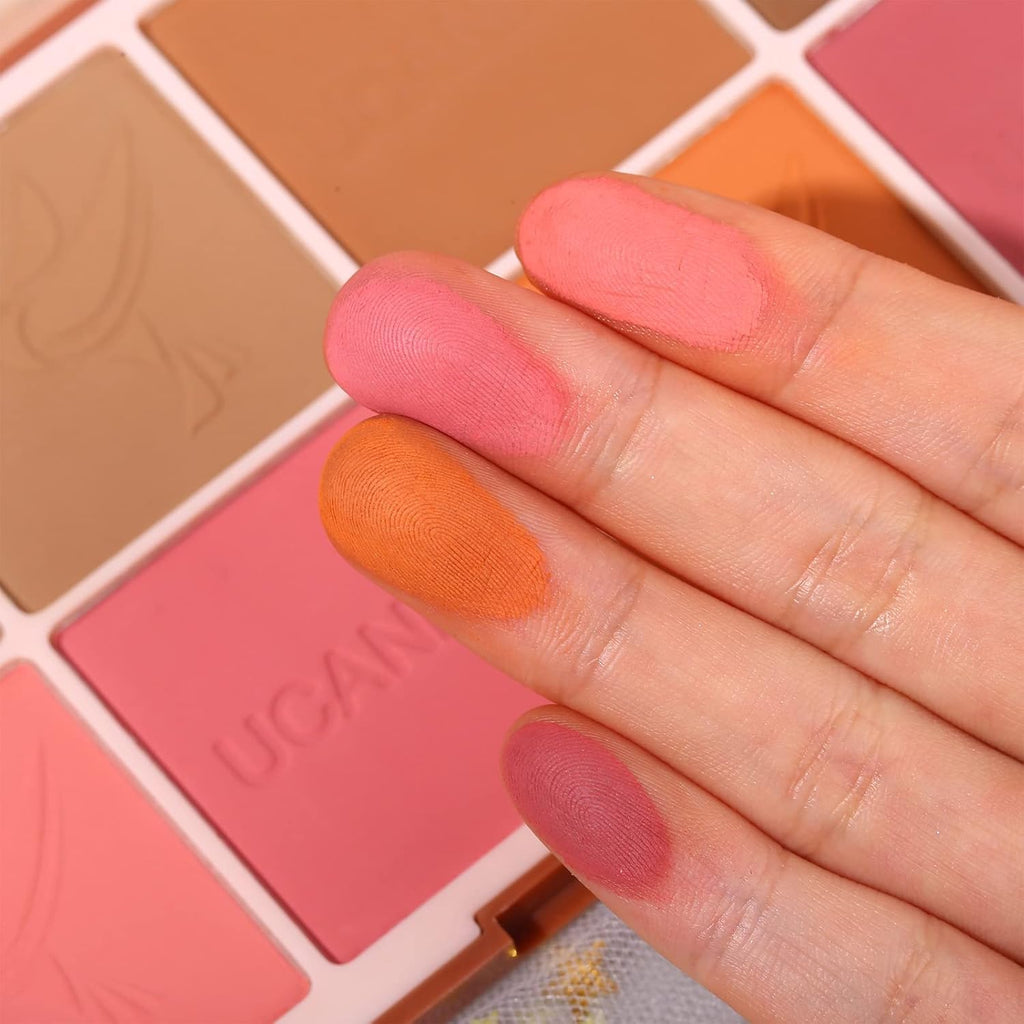 UCANBE 8 Color Blush Makeup Palette - Versatility Face Shaping, Pigmented Matte Smooth Natural Long Lasting Powder Bronzer Blushing Palette - Image 5