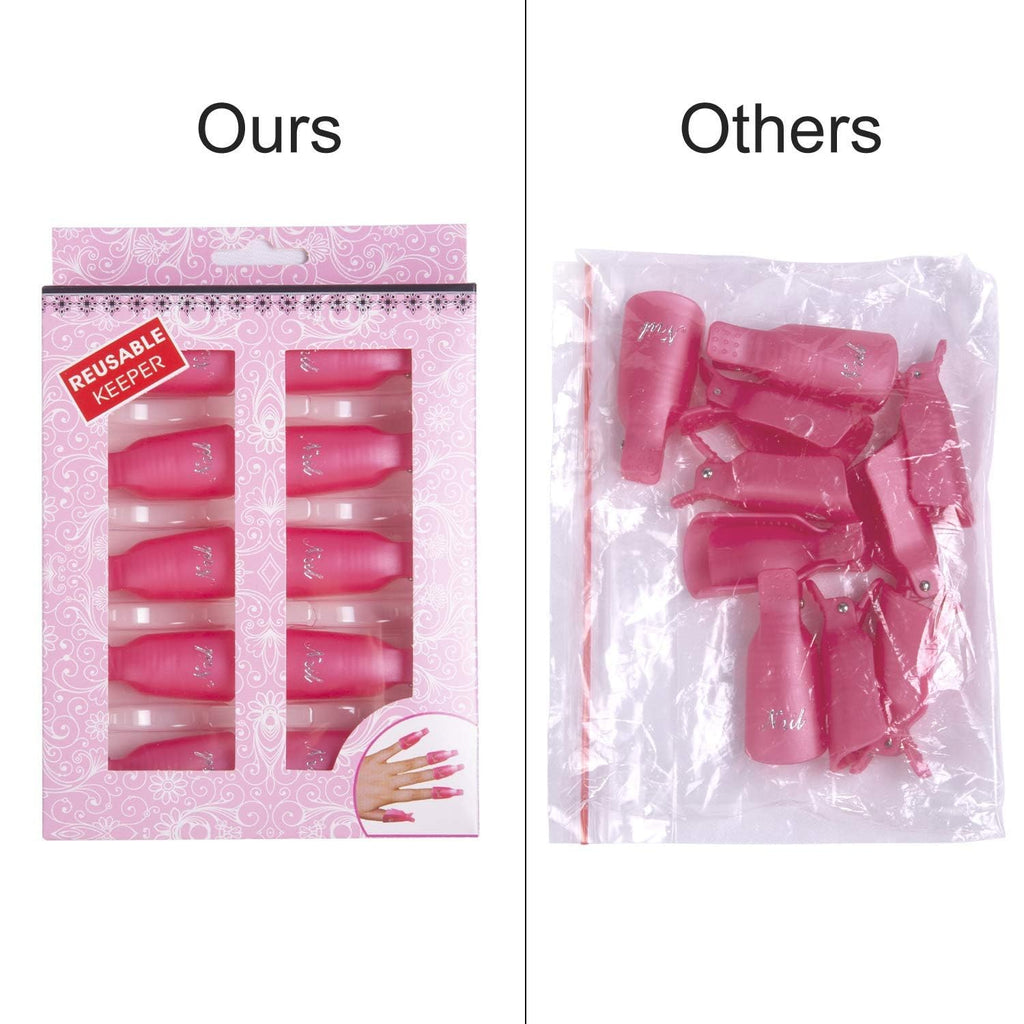 Cosluxe 10Pcs Professional Plastic Acrylic Nail Art Polish Remover Clips UV Gel Wrap Cleaner Soak Off Cap Clip white - Image 7