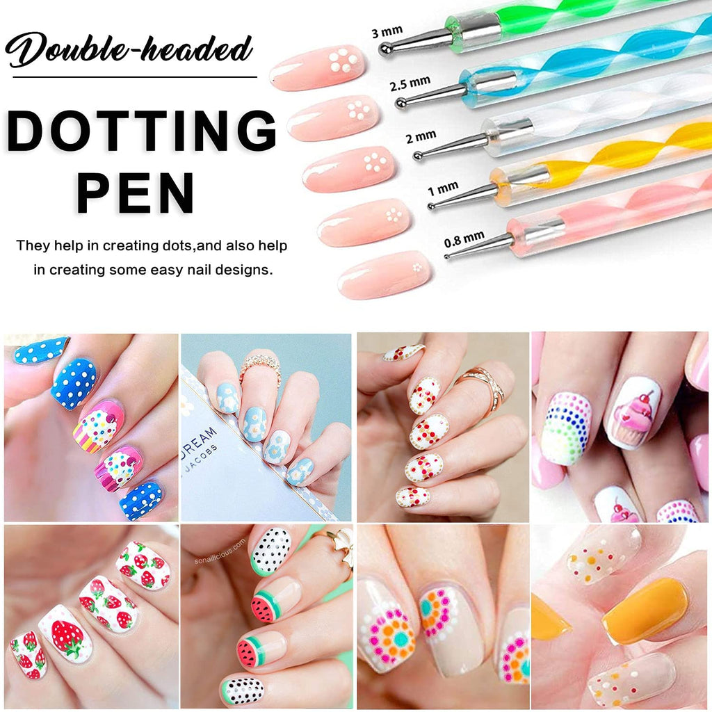 NAILWIND 20 pcs Nail Art Brushes, Nail Art Design Painting and Drawing UV Polish Brush Tool Kit, 15 pcs Nail Art Brushes Kit with 5 pcs Nail Dotting Pens, Multicolored - Image 7