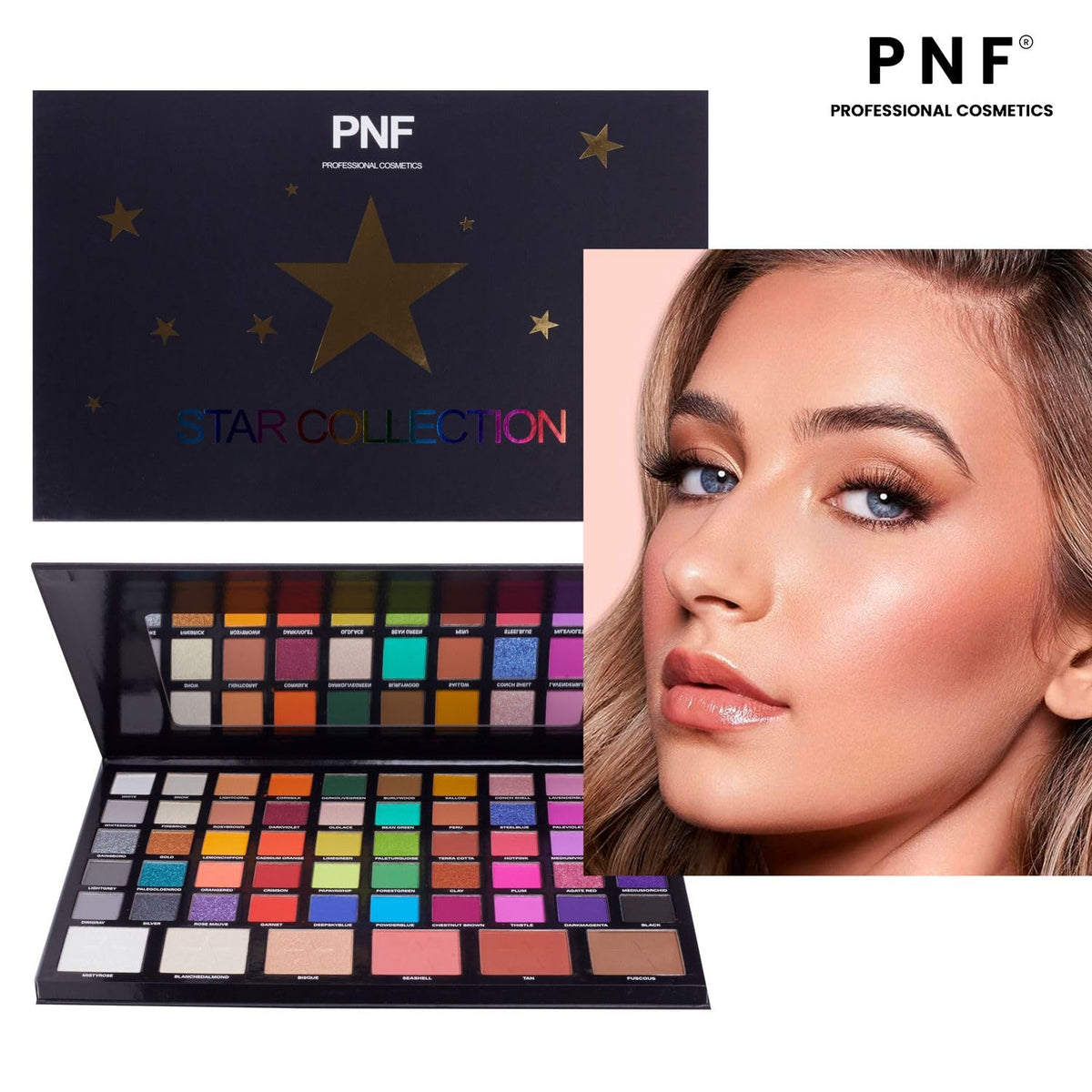 PNF PROFESSIONAL Star Collection Eyeshadow Palette, Long Lasting Shimmer Matte Eye Makeup Blush & Highlight & Eyeshadow Palette 90g - Image 7