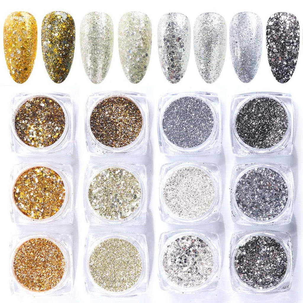 NAILWIND Nail Glitter Powder, Chrome Nail Powder, Metallic Mirror Powder, for Woman Girls,Nails Decoration,Nail Art Manicure,Nail Designs (6 Pcs Set, Gold) - Image 7