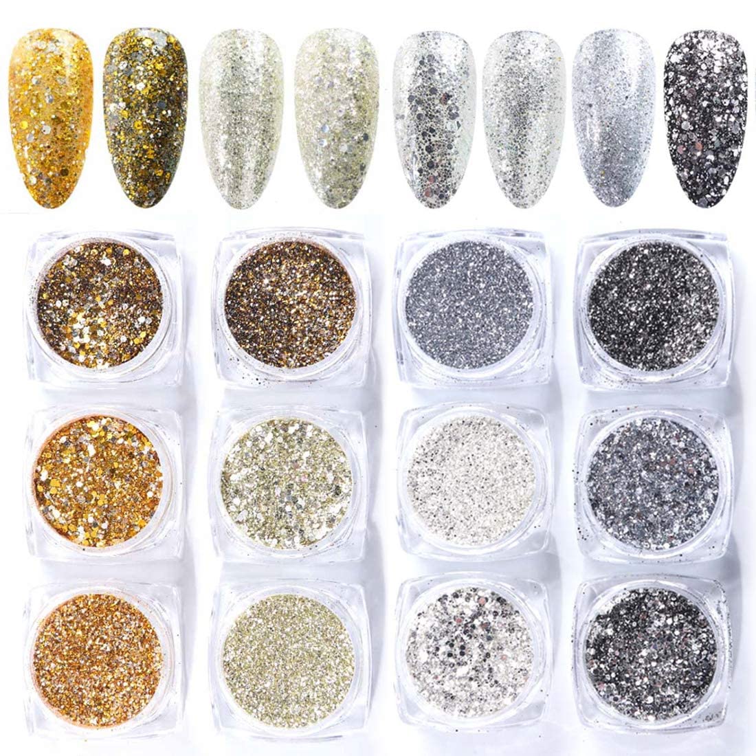 NAILWIND Nail Glitter Powder, Chrome Nail Powder, Metallic Mirror Powder, for Woman Girls,Nails Decoration,Nail Art Manicure,Nail Designs (6 Pcs Set, Gold) - Image 7