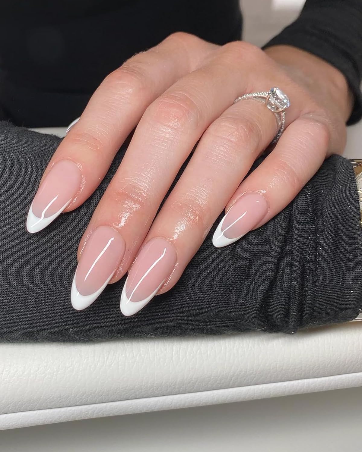 NAILWIND 216Pcs White French Tip Press on Nails Almond Shape Fake Nails, Artificial Nails Extensions Combo in 9 Colors, Full Cover Glossy Nude False Nails Acrylic Nails for Women Girls Finger Nails Design - Image 9