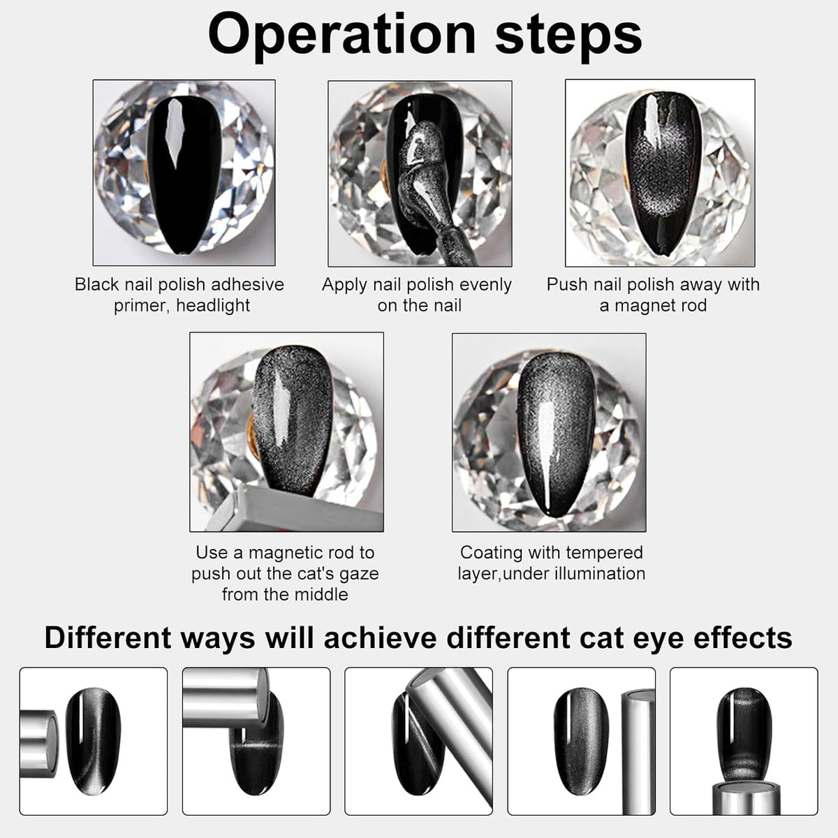NAILWIND Cat Eye Magnet for Nails, 5.9inch Super Long Double-head Nail Polish Magnet Pens Magnet Stick 3D Magnetic Cat Eye Gel Polish Nail Art Tool, for Home DIY, Nail Art Magnet ,Nail Art Lovers, - Image 3