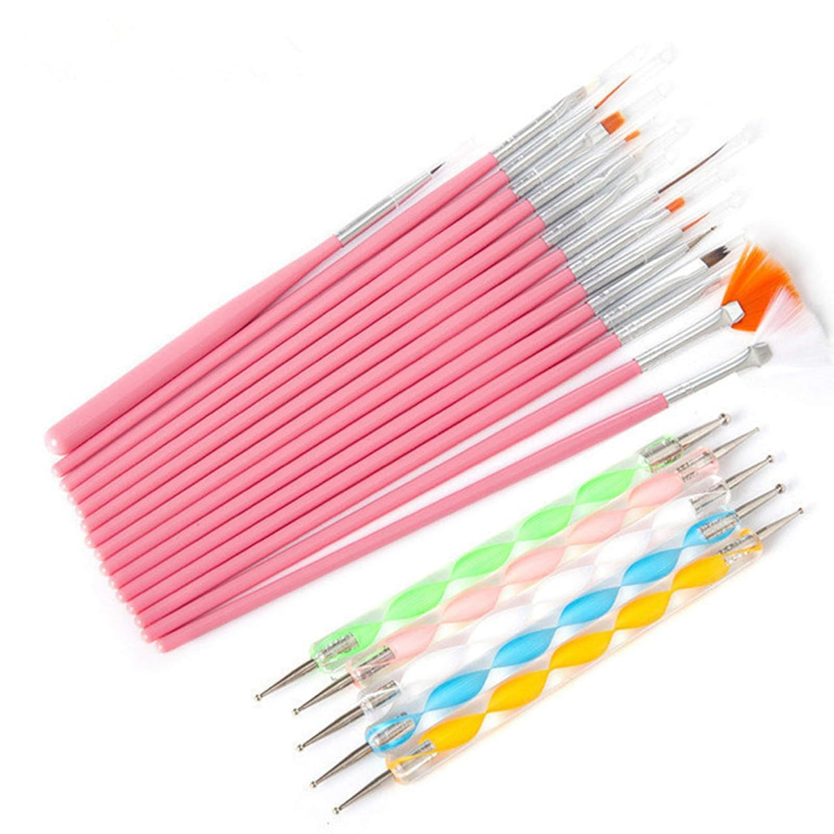 NAILWIND 20 pcs Nail Art Brushes, Nail Art Design Painting and Drawing UV Polish Brush Tool Kit, 15 pcs Nail Art Brushes Kit with 5 pcs Nail Dotting Pens, Multicolored - Image 9