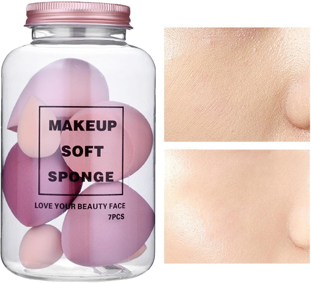 My Colors Makeup Sponge Set Beauty Blender with Egg Case, Soft Sponge For Liquid Foundation, Creams, and Powders?Latex Free Wet and Dry Makeup, 4 Big + 3 Mini -7 Pcs set - Image 3