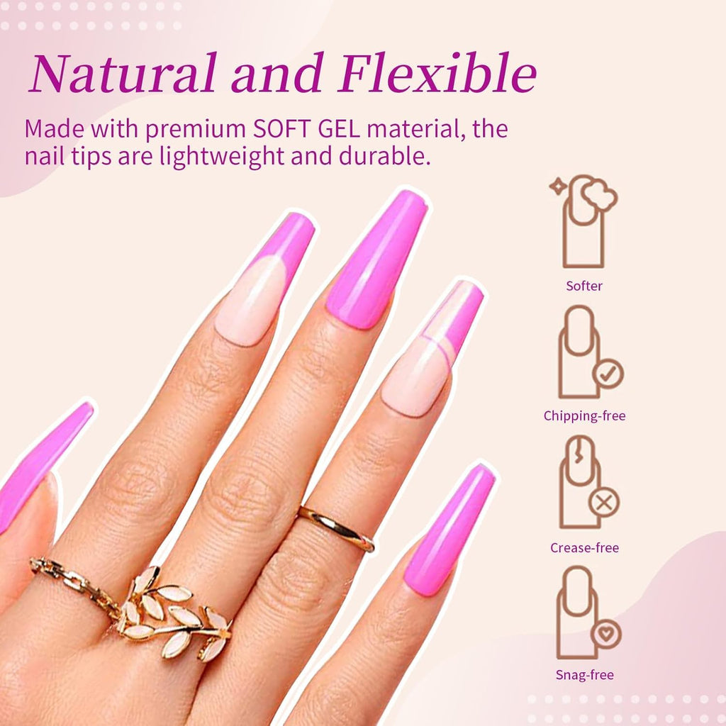 NAILWIND Nail Tips, soft Gel Full Cover Nails,550Pcs Coffin Soft Gel Nail Tips, Medium Coffin Press On Nails, 11 Sizes Full Cover Acrylic False Nail Tips, for Beginner and Professional Home Salon Diy Medium Coffin - Image 7