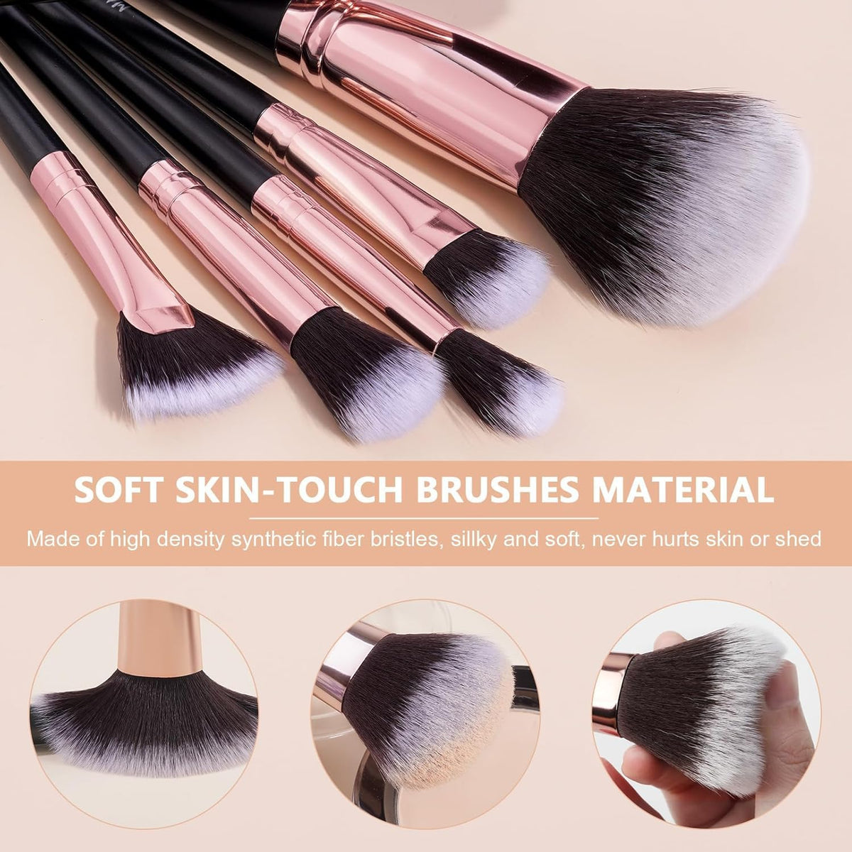 PNF PROFESSIONAL Makeup Brush Set 20 Pcs, Natural Goat Hair, Premium Synthetic Foundation, Powder, Concealers, Eyeshadow, Blush Makeup Brushes, Make up Brushes Kit - Image 9