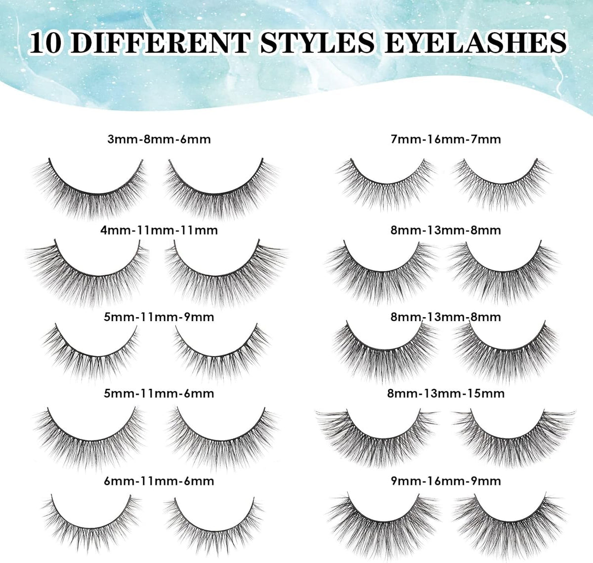PNF PROFESSIONAL False Eyelashes | Natural & Soft - Reusable | Handmade 3D Eyelashes | Pack 10 Pairs of 1 box (36) - Image 3