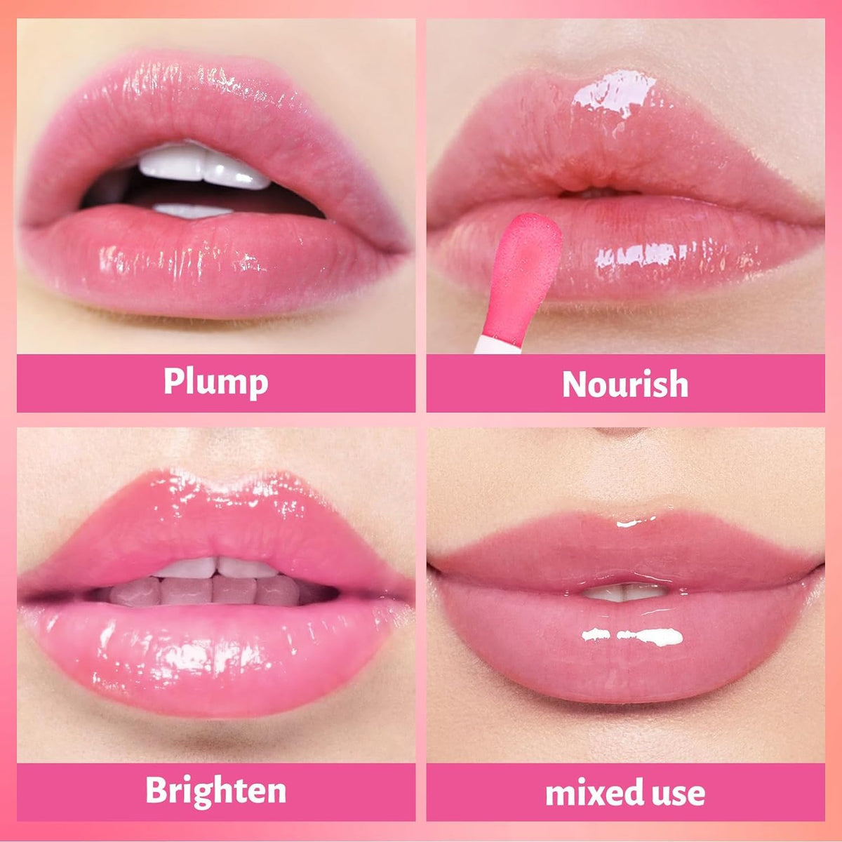 COSLUXE UCANBE 3 Color Hydrating Lip Glow Oil - Natural Plumping Lip Oil,Luxurious Non-Sticky Mositurizing Lip Top Gloss for All-Day Wear and Comfort (01- Clear/Cinnamon/Cherry) - Image 4