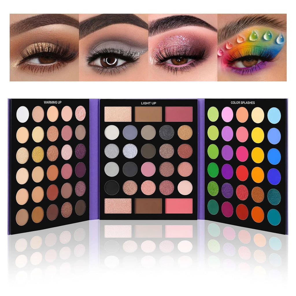 COSLUXE UCANBE Pretty 2 Eyeshadow Palette, All In One Set 86 Colors Makeup Kit Matte Shimmer Eye Shadow Highlighters Contour Blush Powder All In One Makeup Palette 81.4g