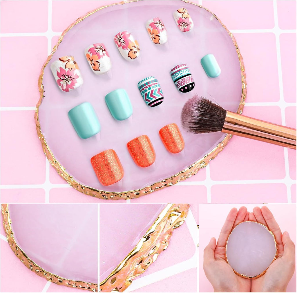 NAILWIND Resin Stone Nail Art Palette, Nail Mixing Palette with Diamond Base, Nail Art Cosmetic Mixing Palette Color Mixing Pigment Polish Holder Nail Art Painting Gel Palette Round Mix - 1 pcs - Image 8