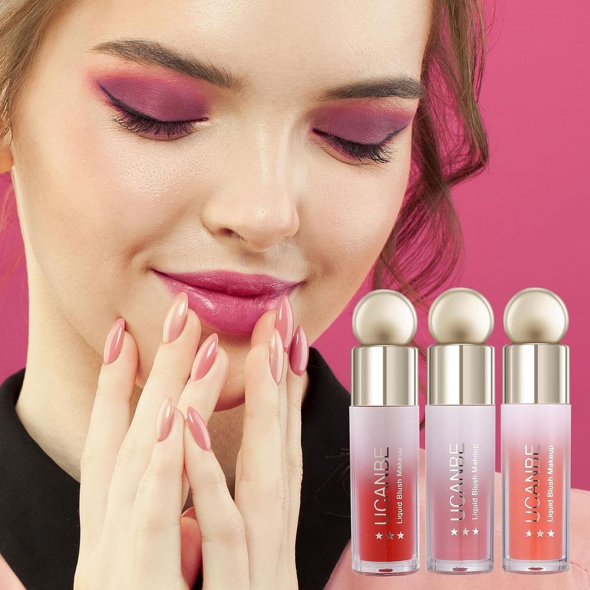 COSLUXE UCANBE 3 PCS Liquid Blush Makeup Set, Blendable Soft Cream Face Blush for Cheeks, Natural Matte Finish Looking Long-Wearing Smudge-Proof Moisturizing Makeup (02) - Image 6