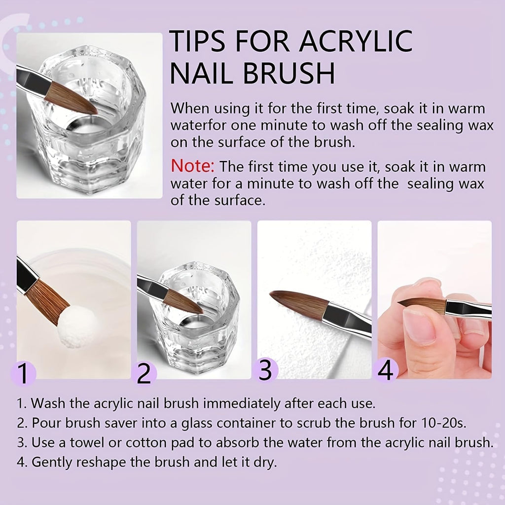 NAILWIND 5pcs Acrylic Nail Brush Set for Acrylic Powder, Professional Nail Art Brushes Sizes 4/6/8/10/12 for Acrylic's Application, Nails Extension & Carving Manicure Tool Nail's Art Tool - Image 4