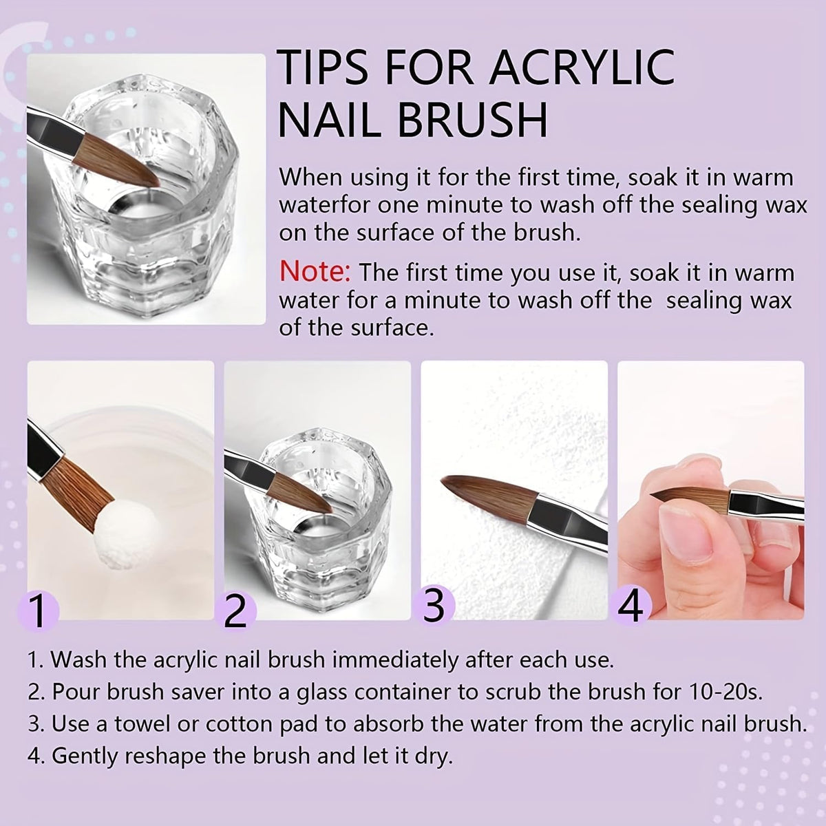 NAILWIND 5pcs Acrylic Nail Brush Set for Acrylic Powder, Professional Nail Art Brushes Sizes 4/6/8/10/12 for Acrylic's Application, Nails Extension & Carving Manicure Tool Nail's Art Tool - Image 4