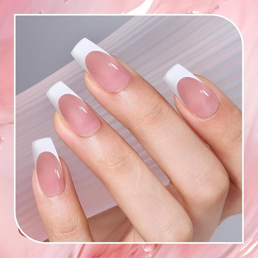 NAILWIND 9 Color Press On Nails Fake Nail 216 Pcs, French tip press-on nails, Press on Nail, Artificial Nail Extensions Combo in Multicoloured, Full Cover Glossy Nude False Acrylic Nails for Women Girls (01) - Image 2