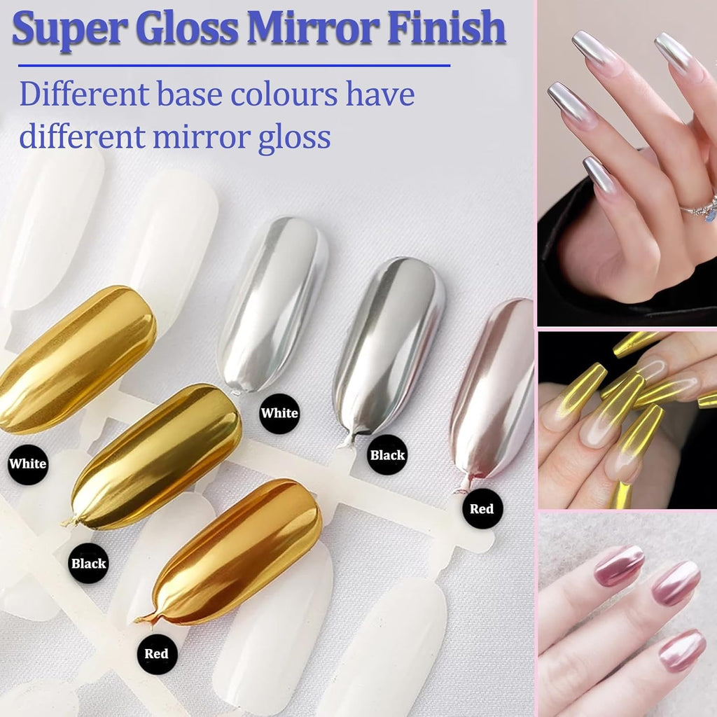 NAILWIND 3 Colors Chrome Nail Powder 6 Pcs, Mermaid Powder - Silver Rose Gold nail Chrome powders Mirror Effect - Iridescent Nail Pigment powder - Nail Art for Gel Nails - Image 5