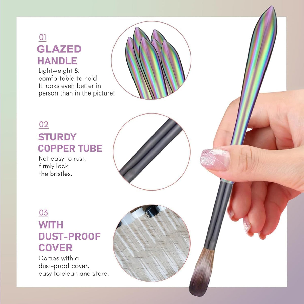 NAILWIND 4 Pcs Acrylic Nail Brush Set - Professional Size 6/8/10/12 Acrylic Brush Strong Durable Acrylics Nail Art Brushes - Brushes for Nails for Home DIY Salon - Image 3