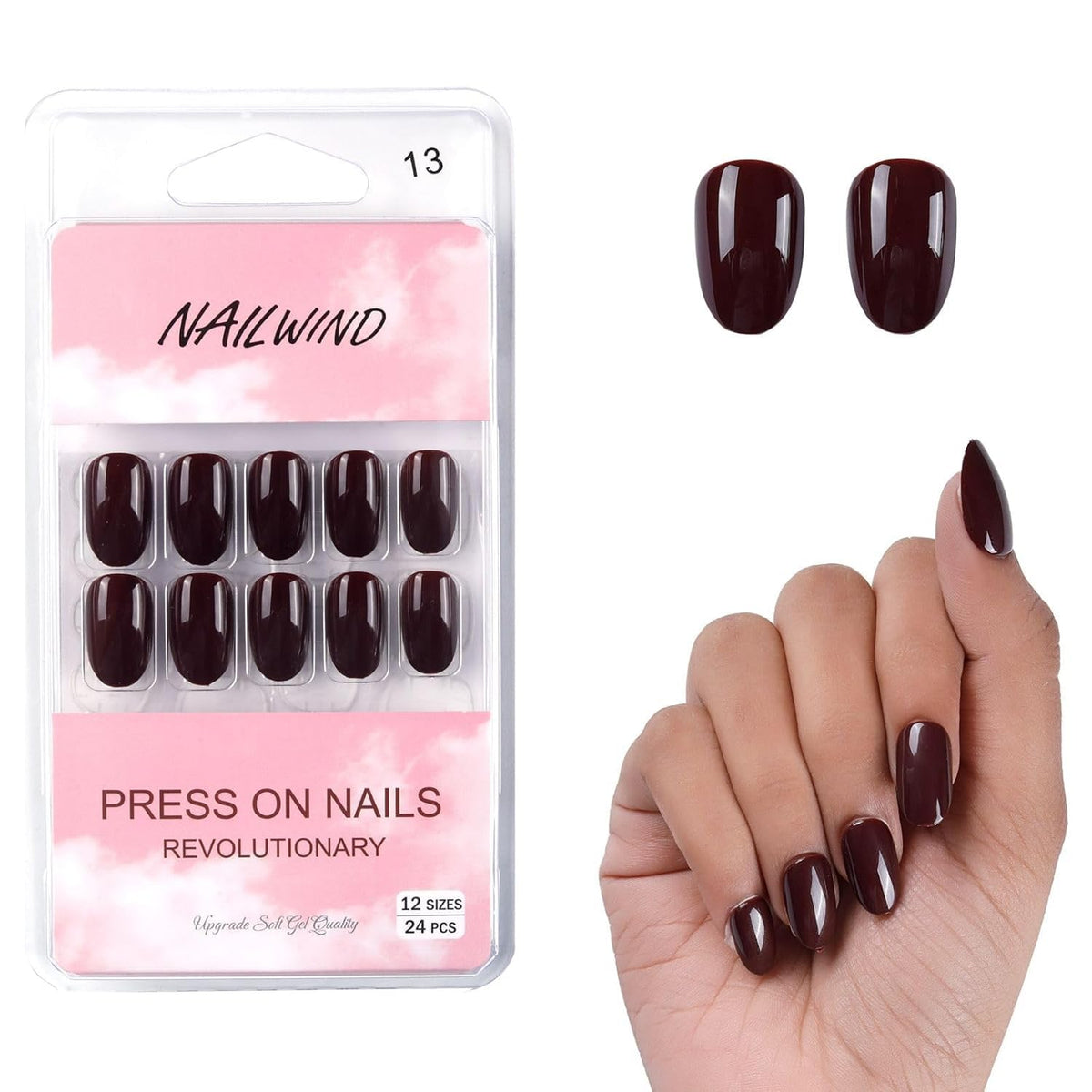 NAILWIND 24 Press on Nails | Natural French Short False Nails | Acrylic Full Cover Nails | Natural Fake Nails Delicate & Comfortable for Women and Girls (V-13) - Image 2