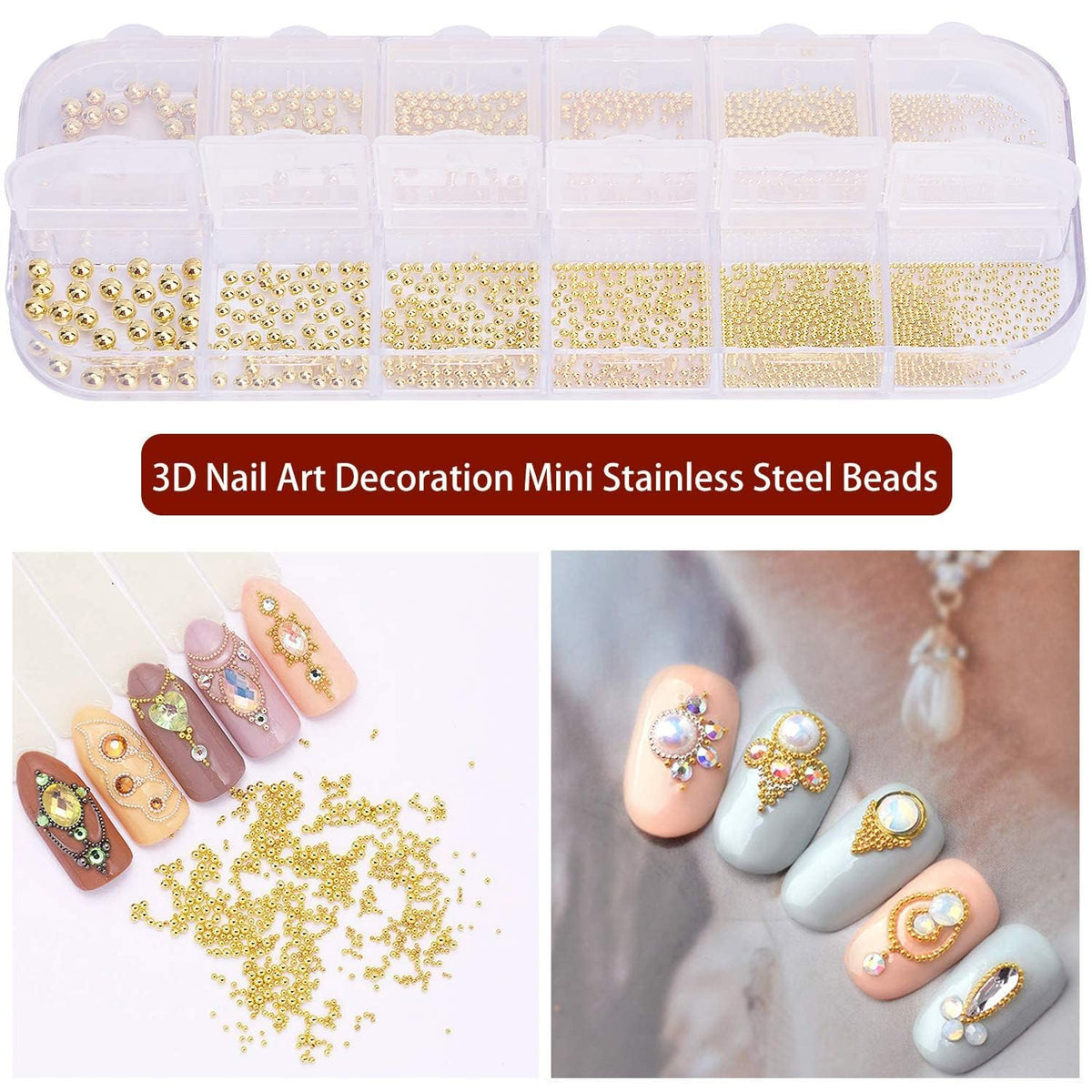NAILWIND Metal Nail Art Beads, 3D Nail Design Decoration Mini Stainless Steel Balls,Nails Accessories,Rhinestones Mixed, for Nail Art (Silver) - Image 7