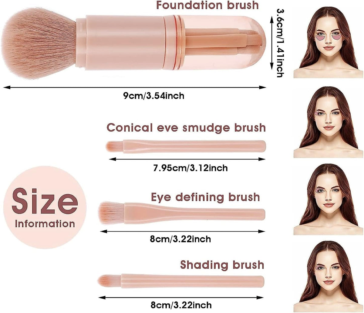 COSLUXE 4 in 1 Travel Makeup Brushes Set, Portable Retractable Professional Foundation Blush, Small Powder, Eye Shadow, Concealer,Make Up Brush Set - Image 9
