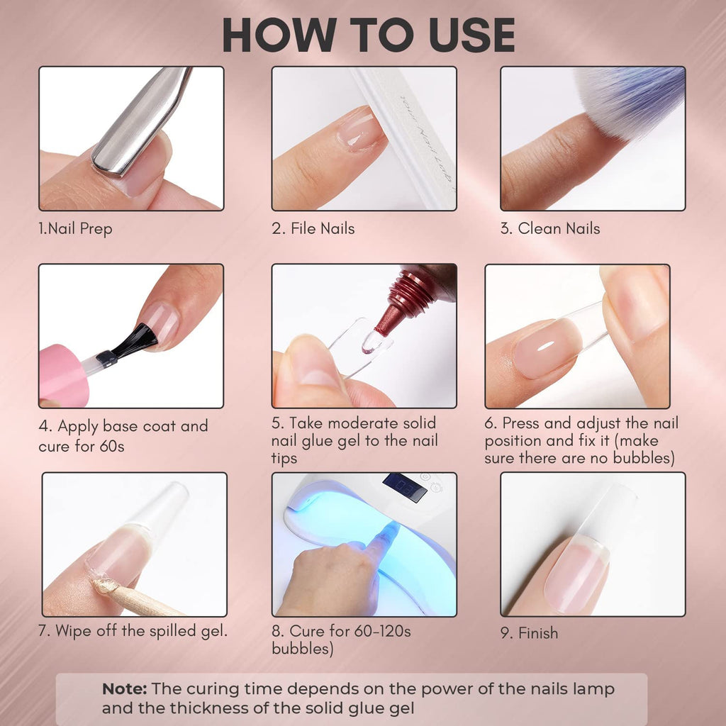 NAILWIND Gel Nail Glue, Solid Nail Gel for Soft Gel Nail Tips 20 ML Nail Lamp Needed Multifunctional Nail Tools Strong Adhesive Rhinestone Glue Gels - Image 8