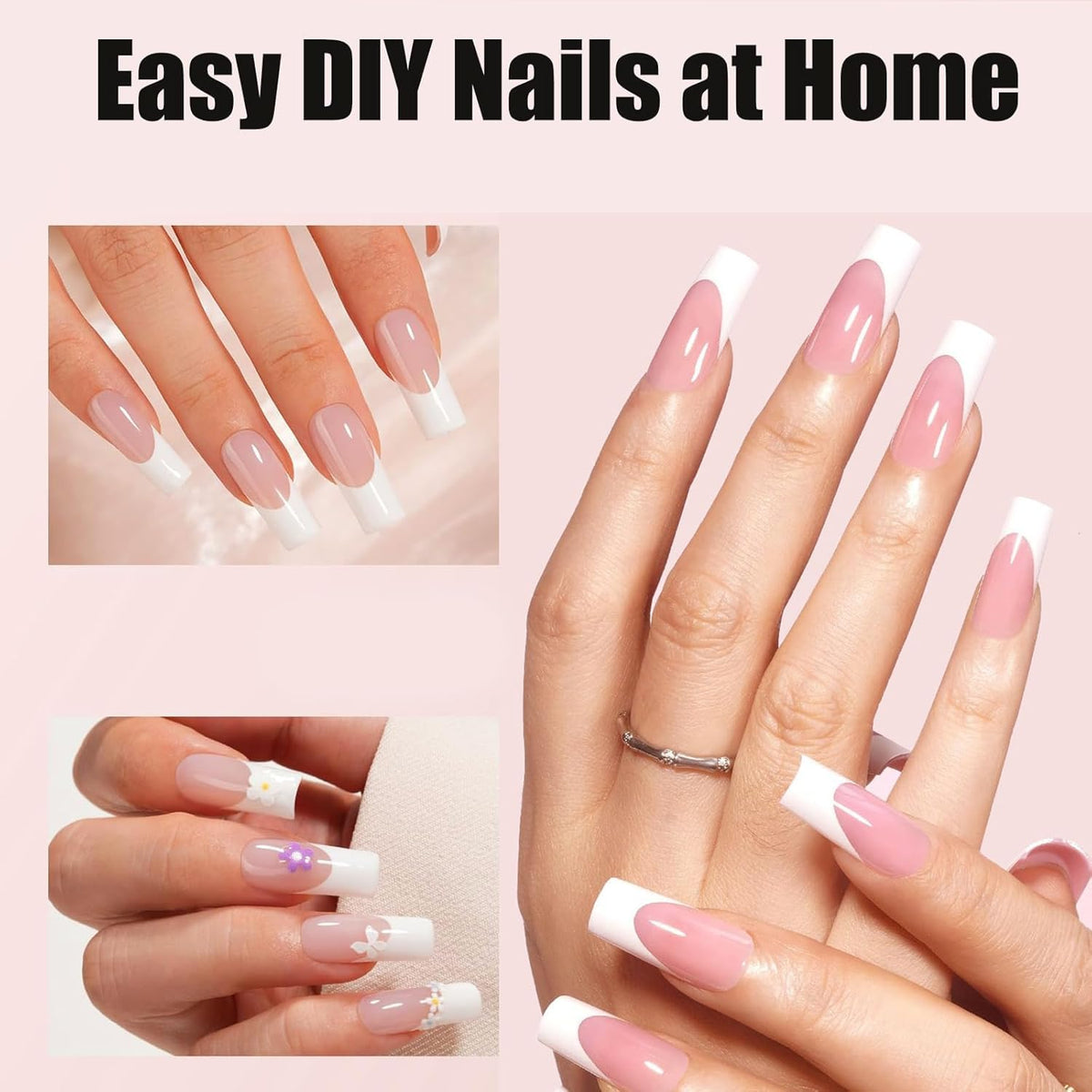NAILWIND 9 Color Press On Nails Fake Nail 216 Pcs, French tip press-on nails, Press on Nail, Artificial Nail Extensions Combo in Multicoloured, Full Cover Glossy Nude False Acrylic Nails for Women Girls (07) - Image 3