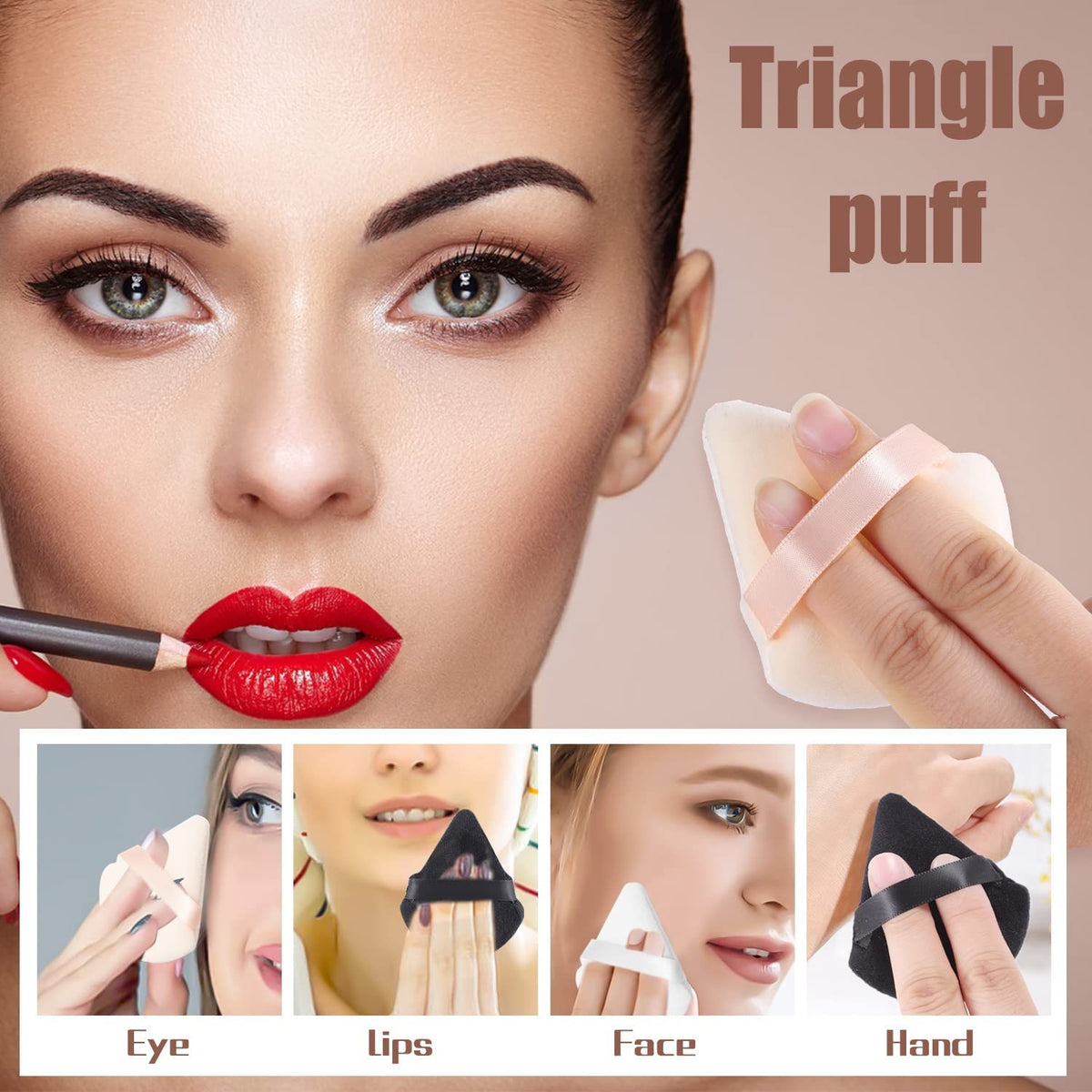 COSLUXE 15pcs Triangle Powder Puff for Women Makeup Sponge Multicolored Face Dry Wet Puff for Loose Body Powder, Cotton Cosmetic Sponge for Contouring, Under Eyes and Corners - Image 5