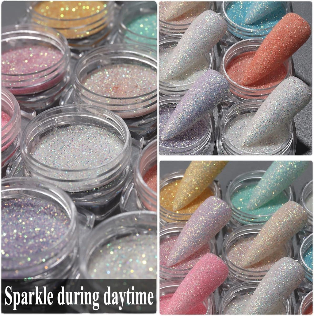 NAILWIND Sugar Glitter Powder Nail Art Pigment Powder,Sugar Powder Pigments Nail Glitter, Neon Pigment,Nail Art Decoration 12 - PCS - Image 7