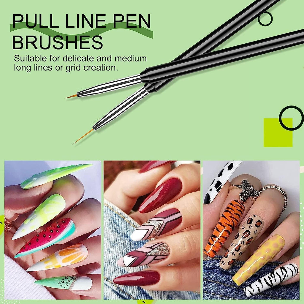 NAILWIND Nail Art Brush Set - 6pcs Double-End Nail Art Brushes Kit Professional Manicure Tools Kit with Painting Dotting Line Pen for Gel Polish Nail Designs Nail Carving French Nails - Image 6
