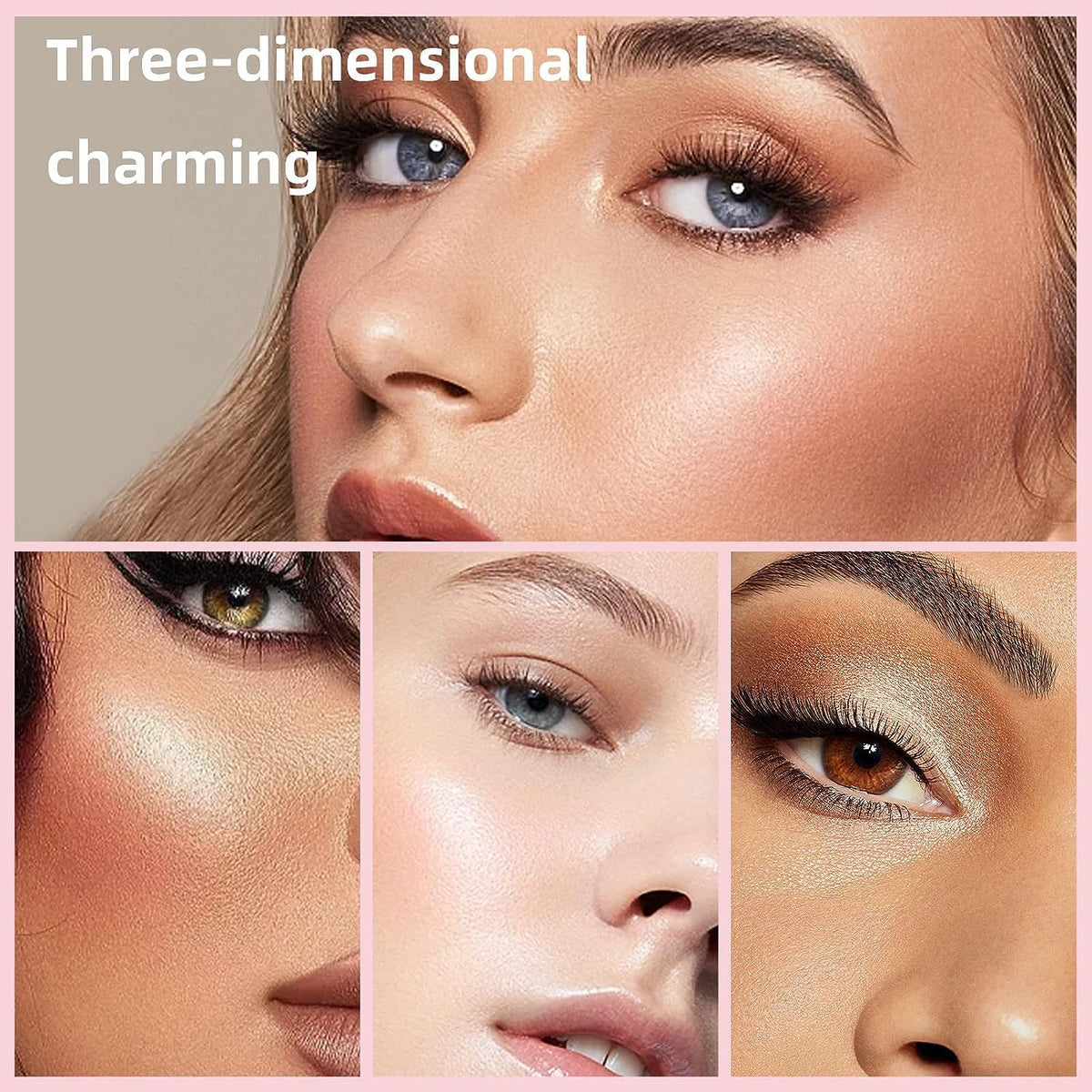 HUDAMOJI 6 Colors Highlighter Blush Makeup Palette, Bronzer Powder Matte Shimmer Metallic Finish,Face Blusher Contour Highlighter 34g (Pink Squad, 1 Pcs) - Image 6