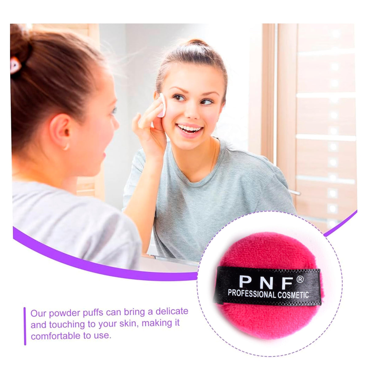 PNF PROFESSIONAL 6pcs Mini Round Makeup Puff makeup sponge for blending foundation powder puff - Image 2