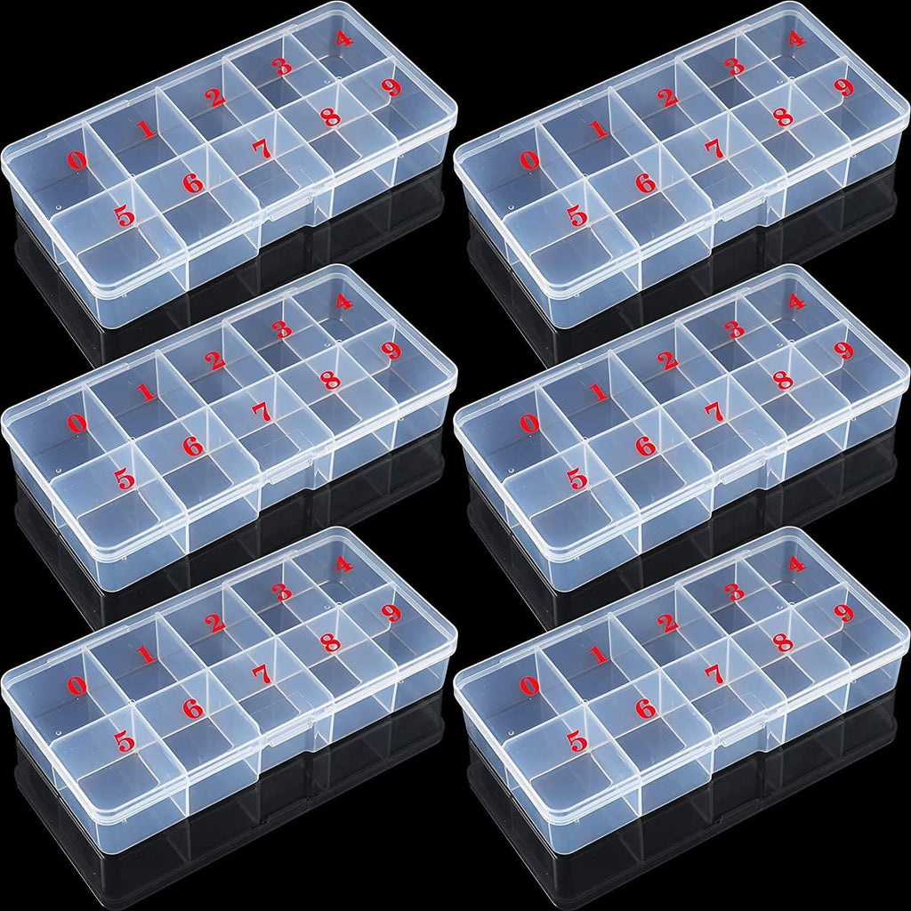 NAILWIND Nail Tip Box False Empty Nails Tips Organizer Storage, 10 Number Spaces Storage Case Container Nails Box Plastic Grid for Fingernails Crystal, Jewelry, Accessories WHITE, 