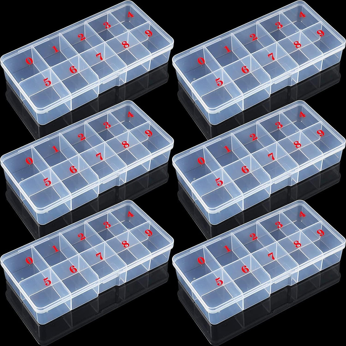 NAILWIND Nail Tip Box False Empty Nails Tips Organizer Storage, 10 Number Spaces Storage Case Container Nails Box Plastic Grid for Fingernails Crystal, Jewelry, Accessories WHITE, 