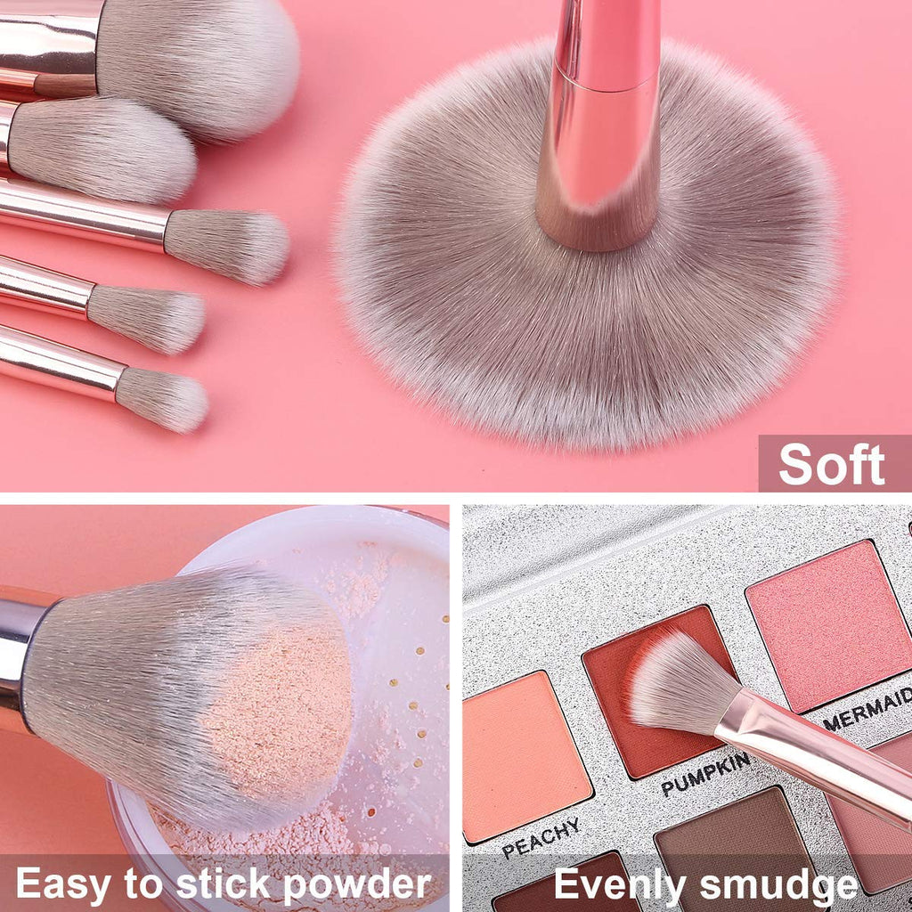 COSLUXE Makeup Brushes Set, 10 Pcs Makeup Brushes Premium Synthetic Eyeshadow Contour Highlight Foundation Professional Makeup Brush Set with Cosmetic Bag for Women Girls - Image 8