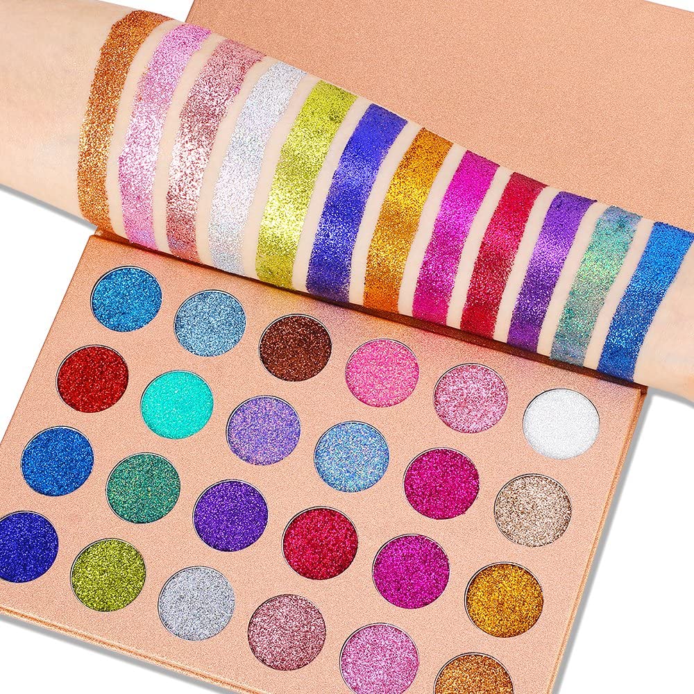 COSLUXE #DELANCI Pressed Chunky Glitter Eyeshadow Palette - 24 Pressed glitter Makeup Metallic Glitter Highly Pigmented Ultra Shimmer Makeup Pallet Eye Shadows Flash Color Cosmetic Set - Image 4