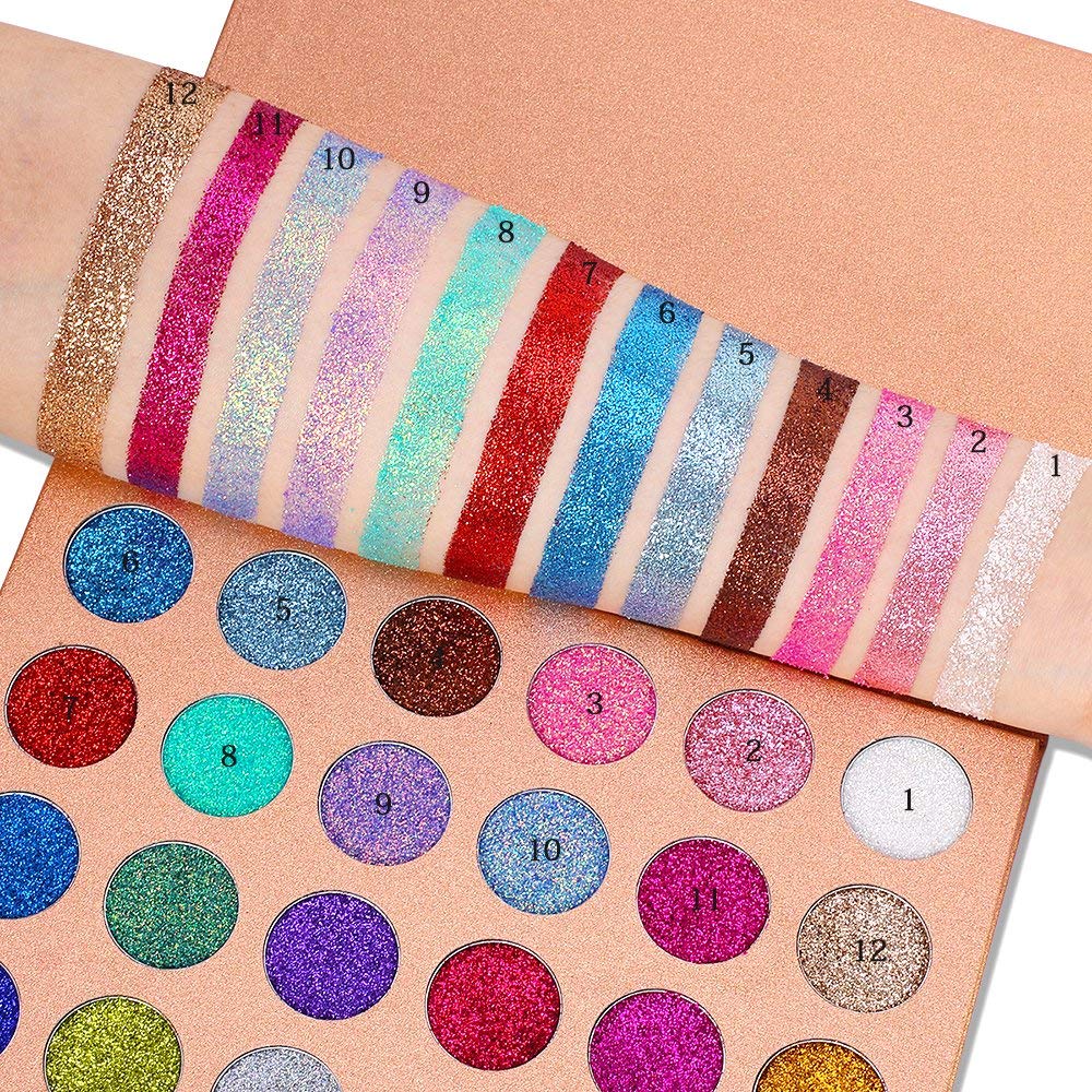 COSLUXE #DELANCI Pressed Chunky Glitter Eyeshadow Palette - 24 Pressed glitter Makeup Metallic Glitter Highly Pigmented Ultra Shimmer Makeup Pallet Eye Shadows Flash Color Cosmetic Set - Image 5
