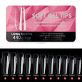 NAILWINd Nail Tips,soft Gel Full Cover Nails, Clear Acrylic Nail Tips Artificial False Nails with Box Fake Nail Extension for Salons DIY Nails Art Long - coffin, 440ct