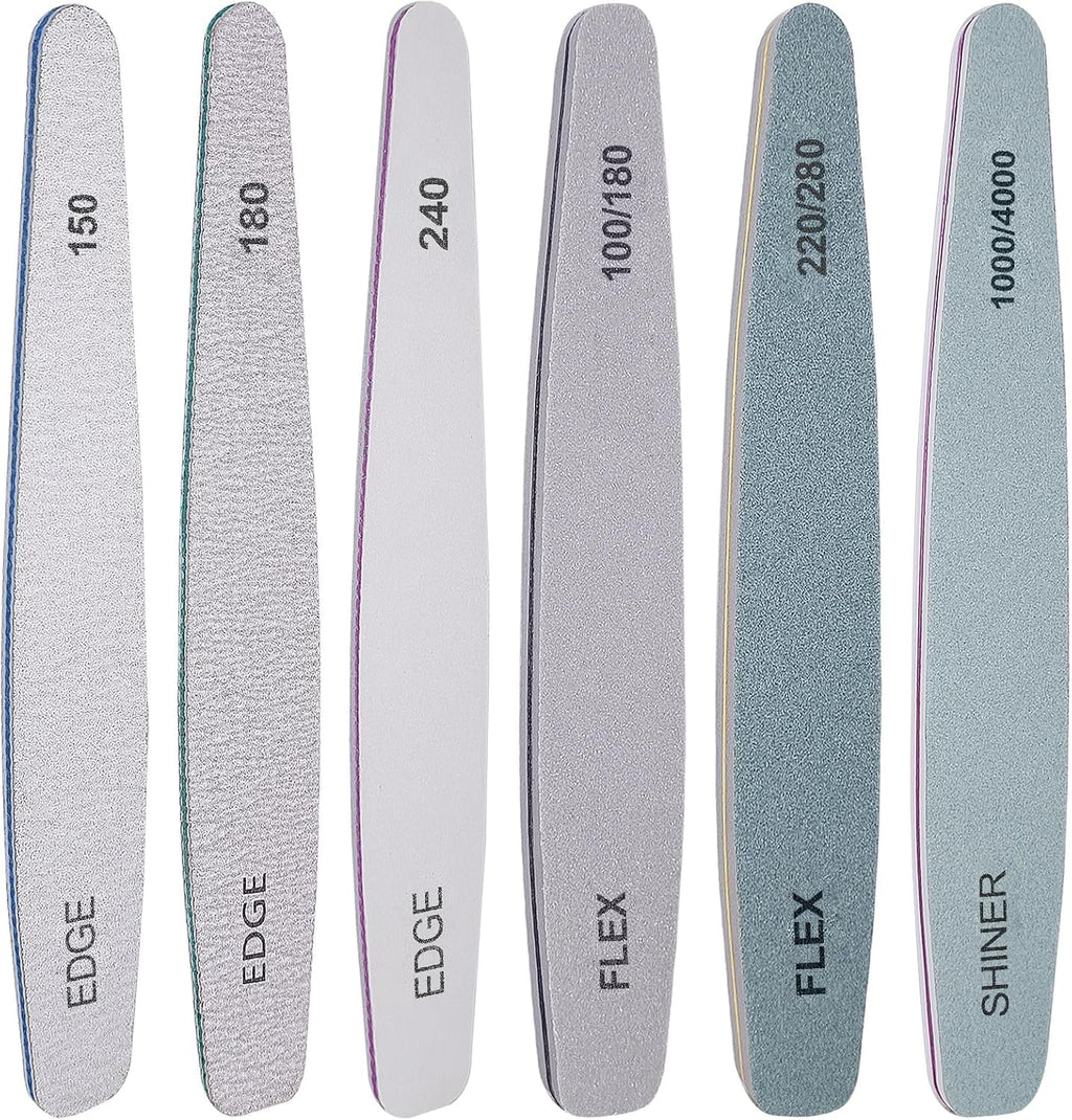 NAILWIND 6pcs Nail Files Set for Manicure | Professional Nail File Kit for Acrylic and Natural Nails | Emery Boards for Nails, Nails Buffer and Shine Kit Nail Filer | Emery Boards for Acrylic & Natural Nail 100/ 150/ 180/ 220/ 240/ 280/ 1000/4000 Grid - Image 9