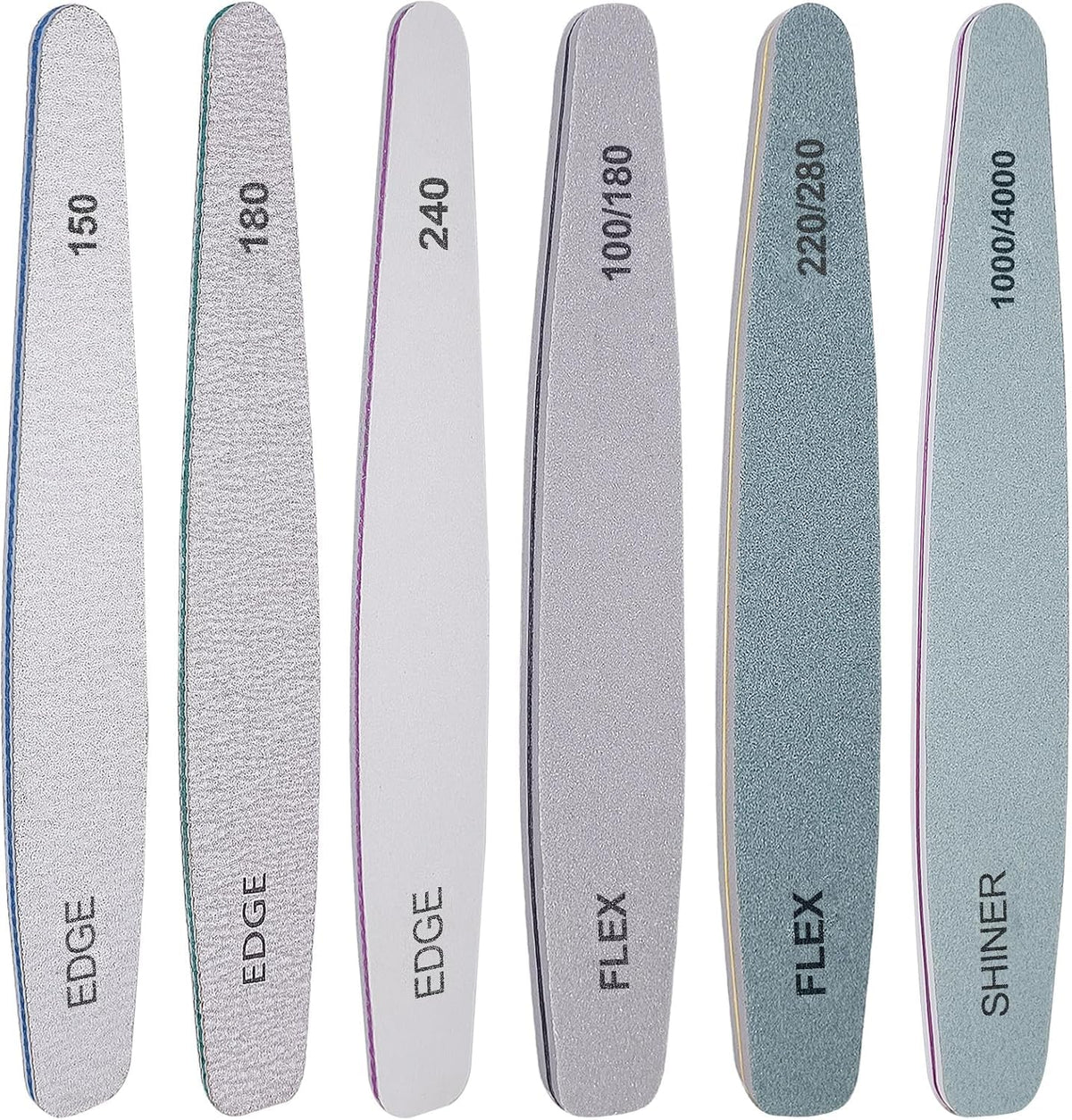 NAILWIND 6pcs Nail Files Set for Manicure | Professional Nail File Kit for Acrylic and Natural Nails | Emery Boards for Nails, Nails Buffer and Shine Kit Nail Filer | Emery Boards for Acrylic & Natural Nail 100/ 150/ 180/ 220/ 240/ 280/ 1000/4000 Grid - Image 9