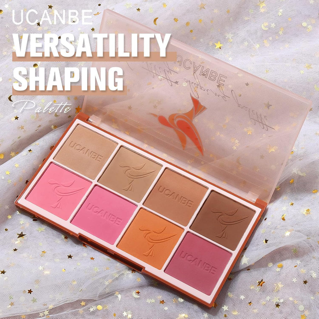 UCANBE 8 Color Blush Makeup Palette - Versatility Face Shaping, Pigmented Matte Smooth Natural Long Lasting Powder Bronzer Blushing Palette - Image 8