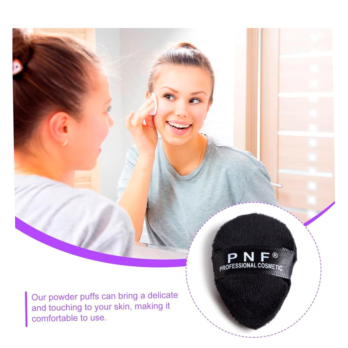 PNF PROFESSIONAL Pizza Powder Finger Puff for Face Makeup | 6 Pcs - Mini Triangle Wedge Shape Designed | for Contouring Under Eyes and Corners | Loose Powder Mineral Powder Makeup Tool Multicolour - Image 3