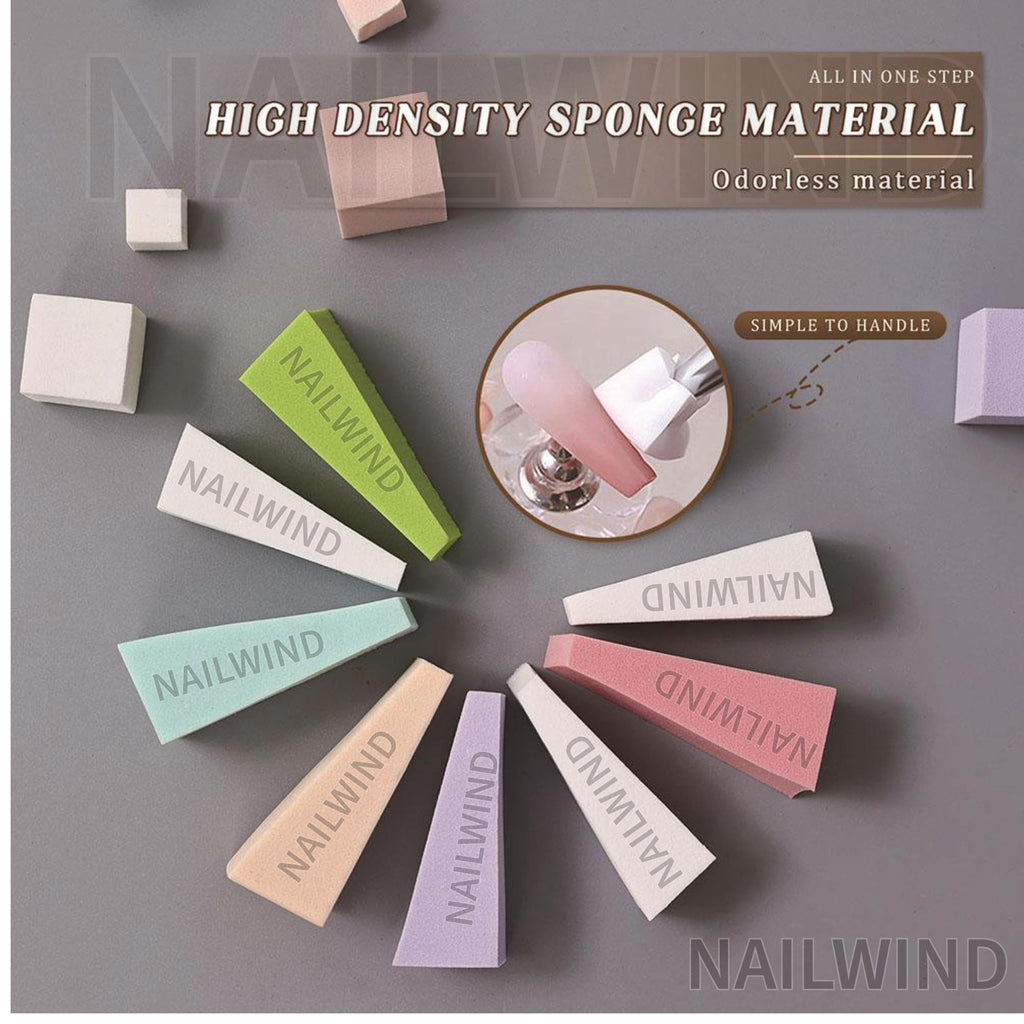 NAILWIND 4 Size 100 Pcs Nail Art Sponge Set with Grip Clip, Mixed Shape Polishing Sponges with Storage Box for Nail Blending, Shaping, Smoothing & Polishing - Image 3