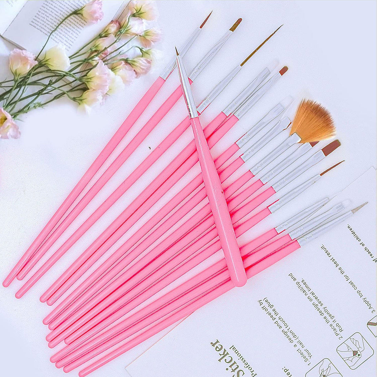 NAILWIND 20 pcs Nail Art Brushes, Nail Art Design Painting and Drawing UV Polish Brush Tool Kit, 15 pcs Nail Art Brushes Kit with 5 pcs Nail Dotting Pens, Multicolored - Image 5