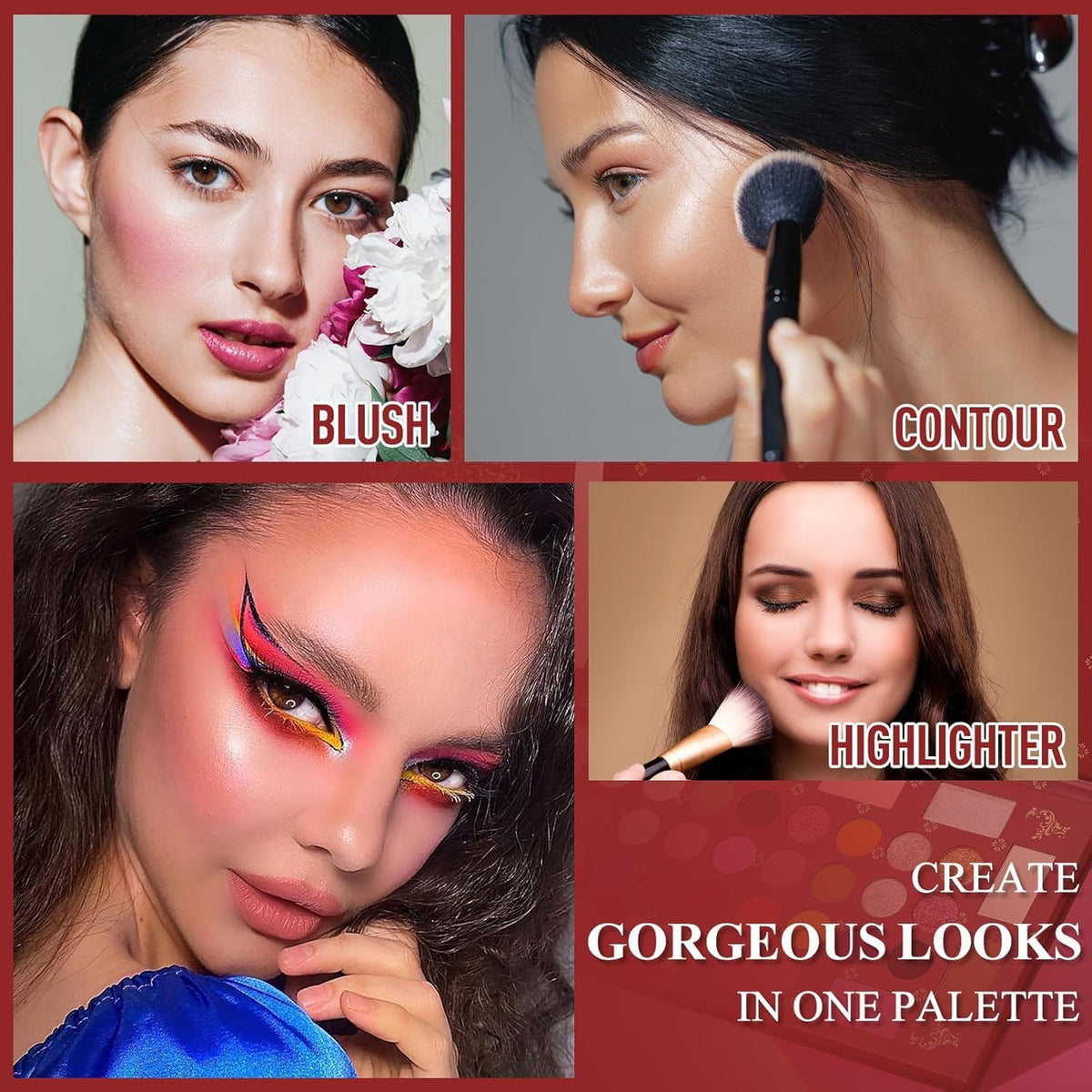 UCANBE Wedding Eyeshadow Palette, Eyeshadow Makeup Palette with 24 Eye Shadow, 6 Blush, 4 Highlighter, 2 Contour-Matte Shimmer High Pigmented Long Lasting Waterproof Palette - Image 4