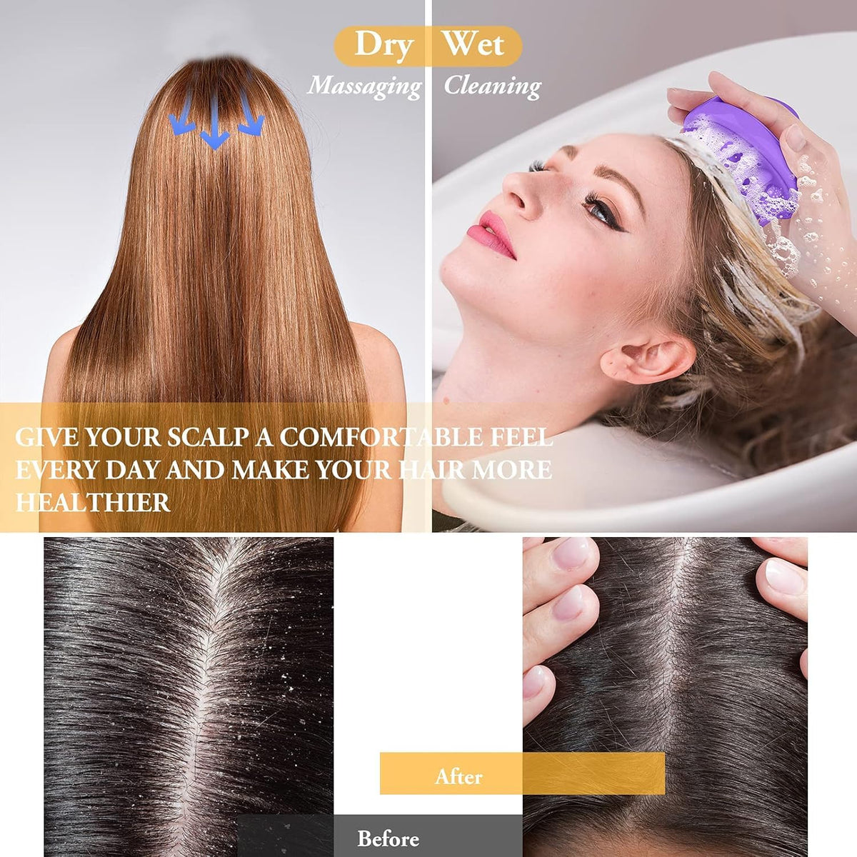 COSLUXE Scalp Massage, Scalp Massager, Head & Hair Massagers For Hair Growth for Dry Massage, Oil & Shampoo - Image 4
