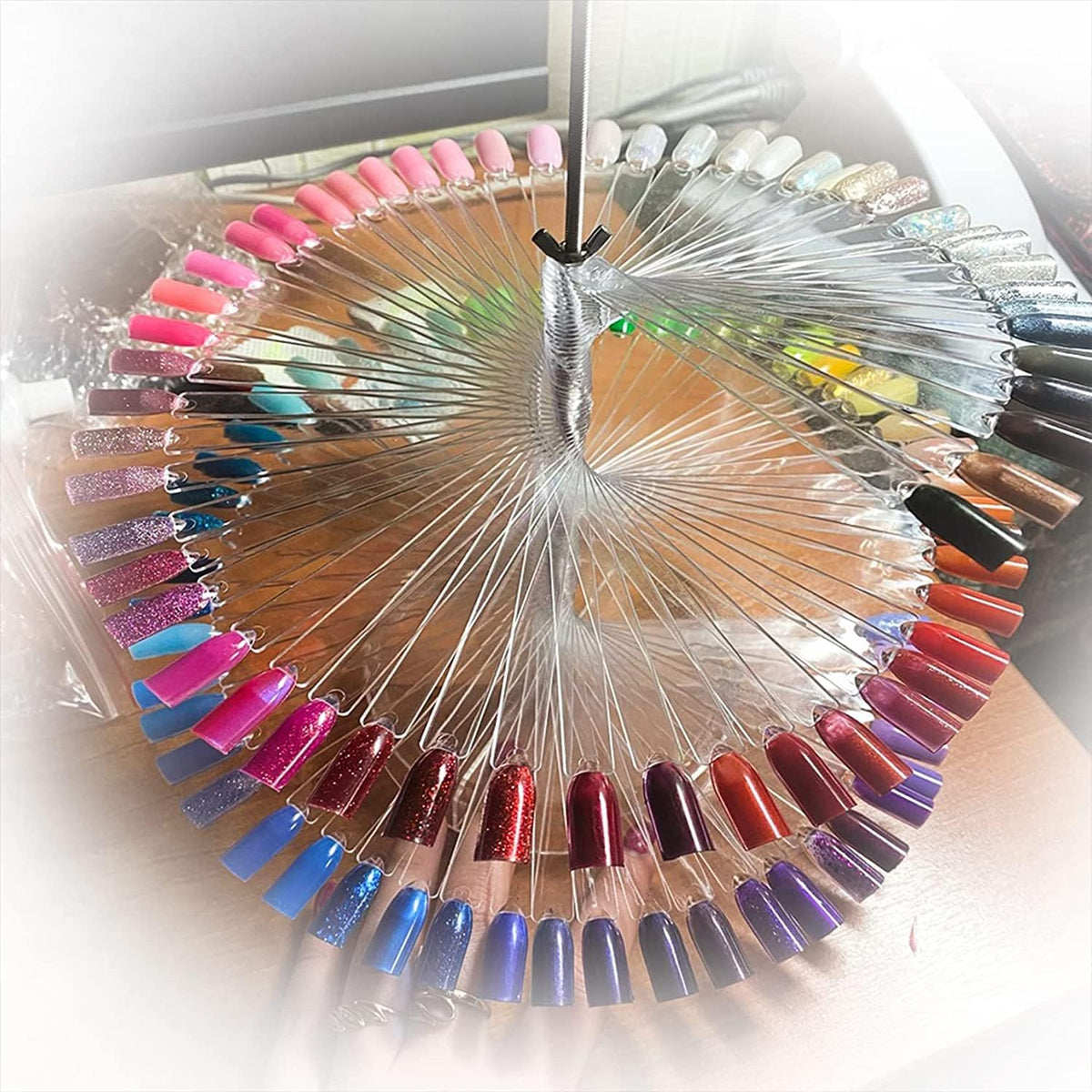 NAILWIND False Nail Practic Tips Nail Color Display, Nail Art Color Chart Display Stand Spiral False Nails Display Shelf Practice Tools For Solon Nails Polish Gel Show (Natural, 120 pcs) - Image 5
