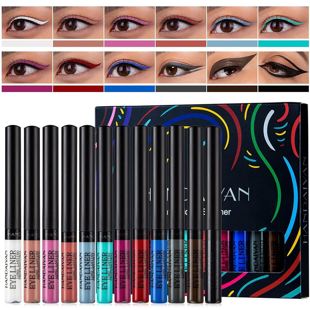 My Colors Colorful Liquid Eyeliner Set, 12 Colors Matte Neon Eyeliner Pencil Pigmented Waterproof Smudgeproof Long Lasting Gel Eye Liner Eye Makeup Gift Kit For Women (B, 12 Pcs),Multi-Coloured - Image 2