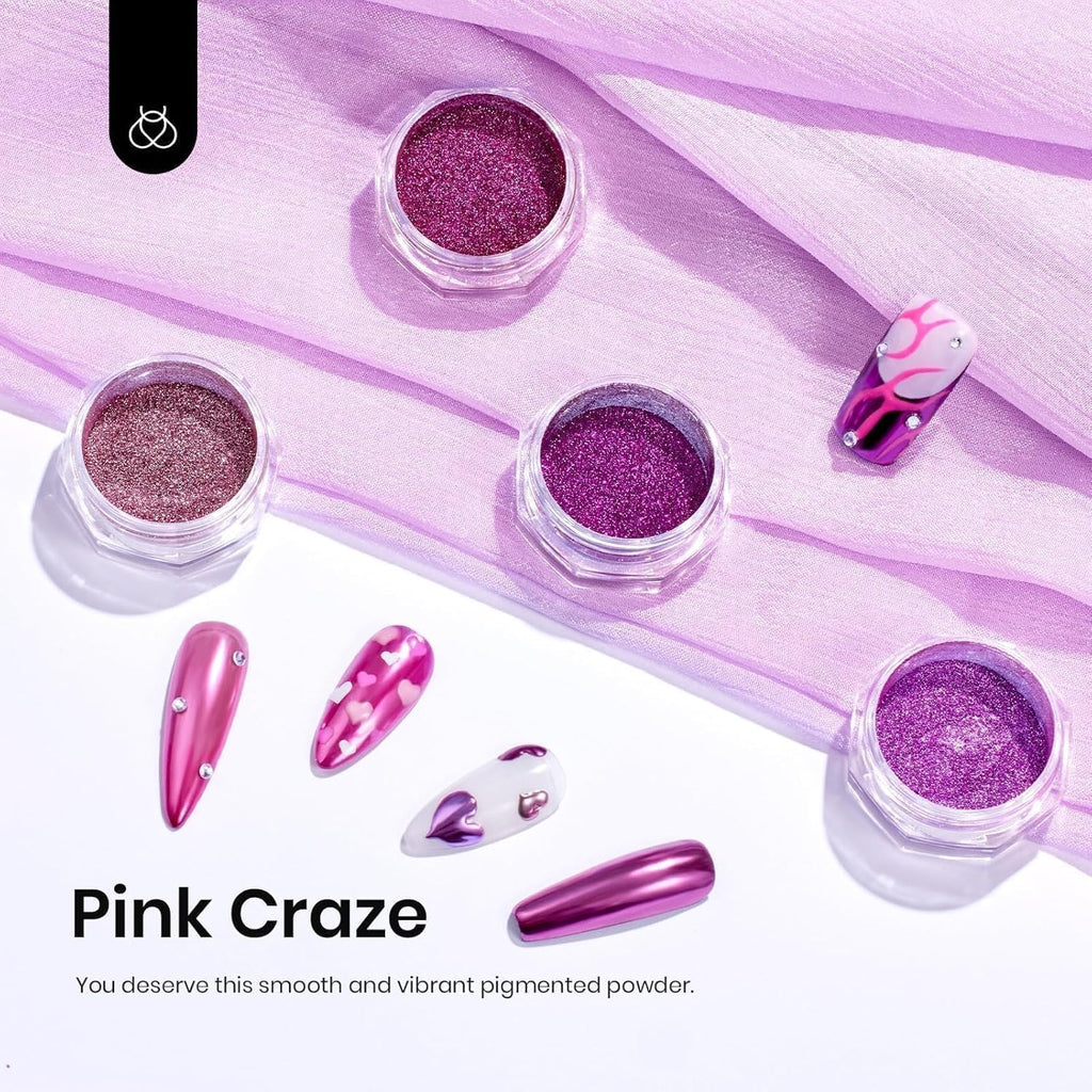 NAILWIND Chrome Nail Powder | Pink Mirror Effect Chrome Powder for Nails Glitter Long Lasting | Pearl Aurora Mermaid Nail Powder | Holo Pigment Nail Art DIY Design Decorattion, for Woman Girls 4 PCS - Image 2